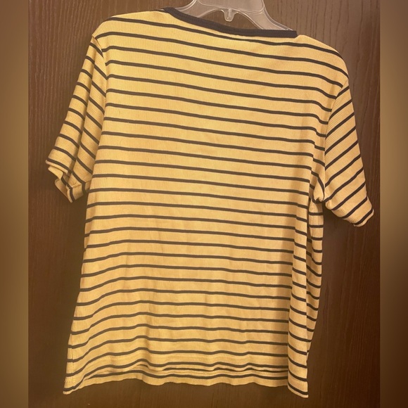 Sag Harbor Sport Vtg short sleeved shirt naval Anchor crest Yellow W/stripe XL - Picture 7 of 7